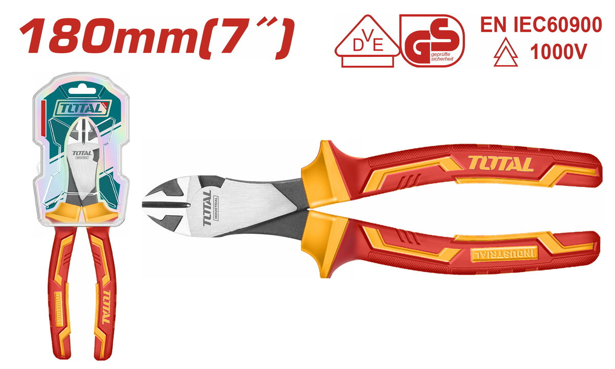 Insulated heavy-duty diagonal cutting pliers 7"