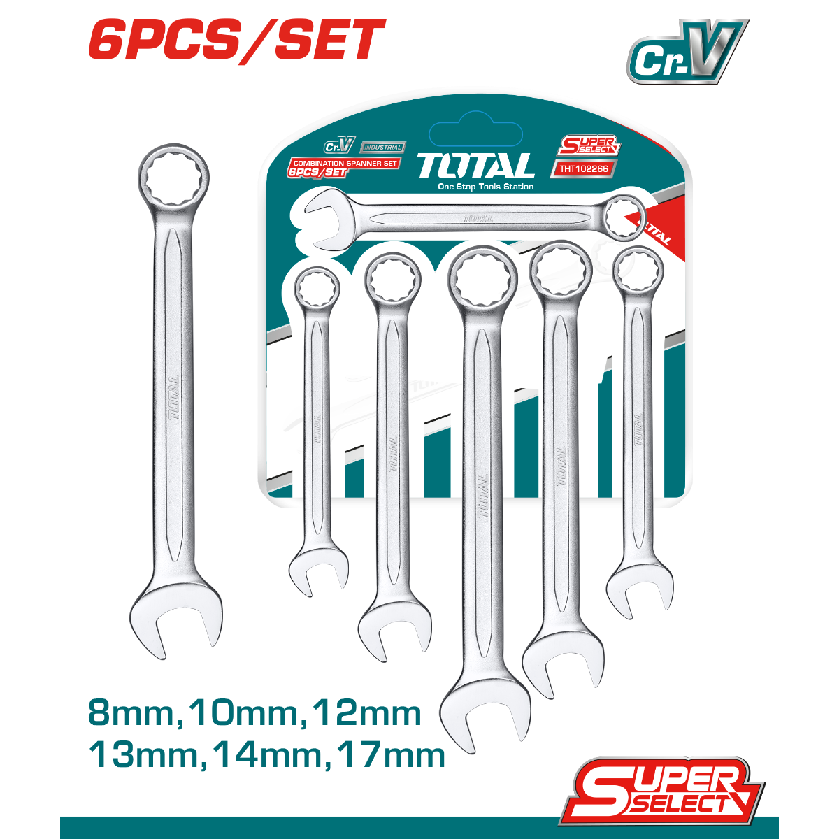 Combination spanner set 8-17mm